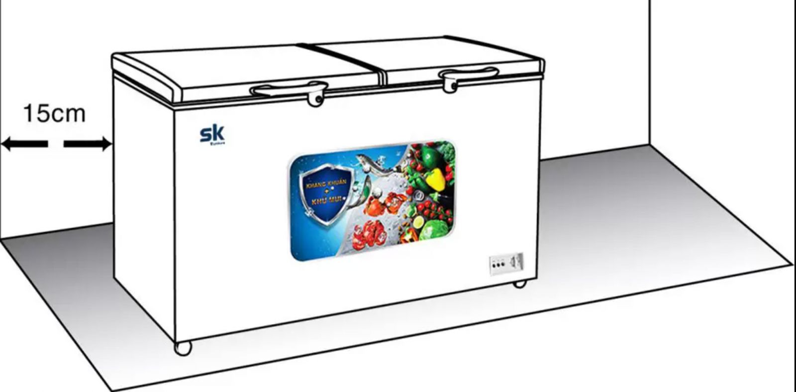 tránh đặt tủ đông ở nơi ẩm ướt